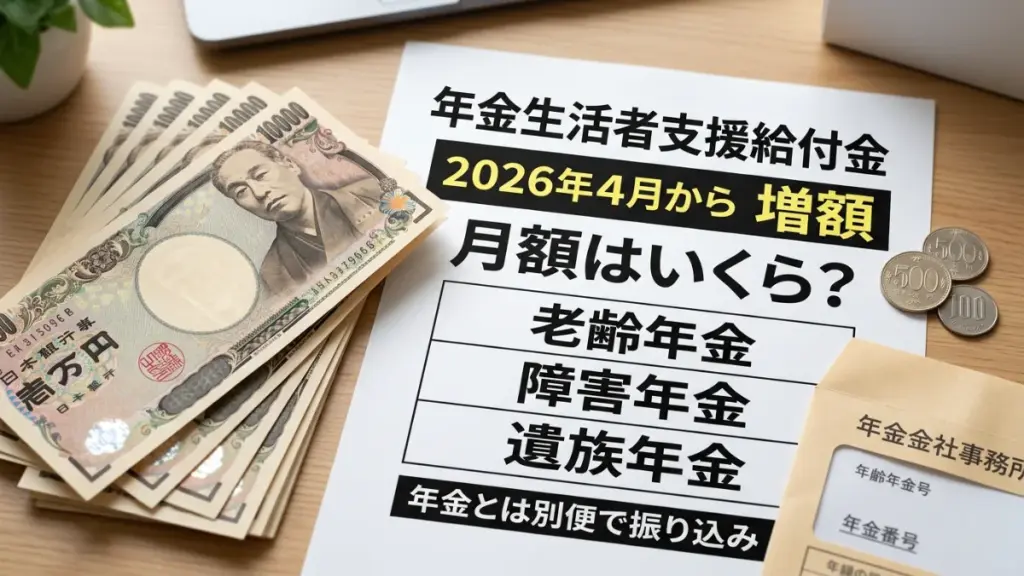【2026年4月スタート増額】年金生活者支援給付金の月額はいくら？老齢・障害・遺族年金と独立入金