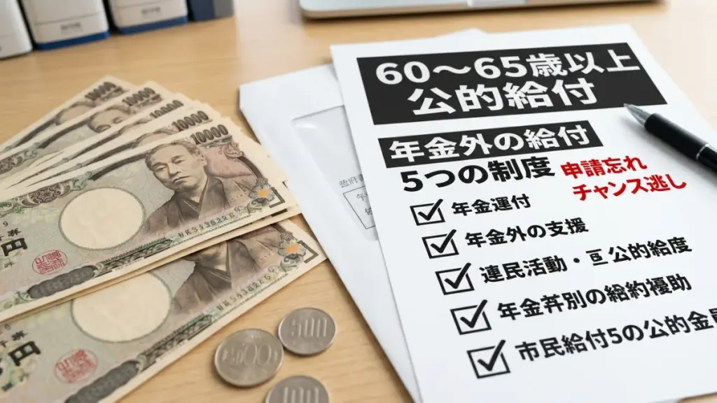 【申請忘れでチャンス逃し】60-65歳以上限定！年金外の公的給付5選をチェックリストで解説